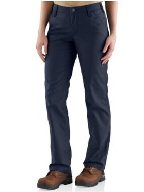 Carhartt Rugged Flex Loose Fit Canvas Work Carpenter Pants Navy Womens 4 Regular